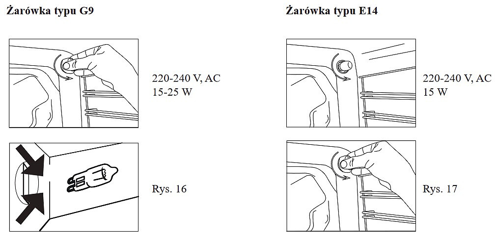 Instrukcja obrazkowa do wymiany żarówek G9 I E14 w piekarniku