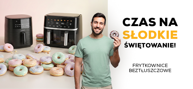 Frytkownice beztłuszczowe z pączkami, donatami