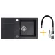 Zestaw Kernau Zlewozmywak granitowy KGS A 50 1B1D Black Metallic + Bateria KWT 29 Elastic Black