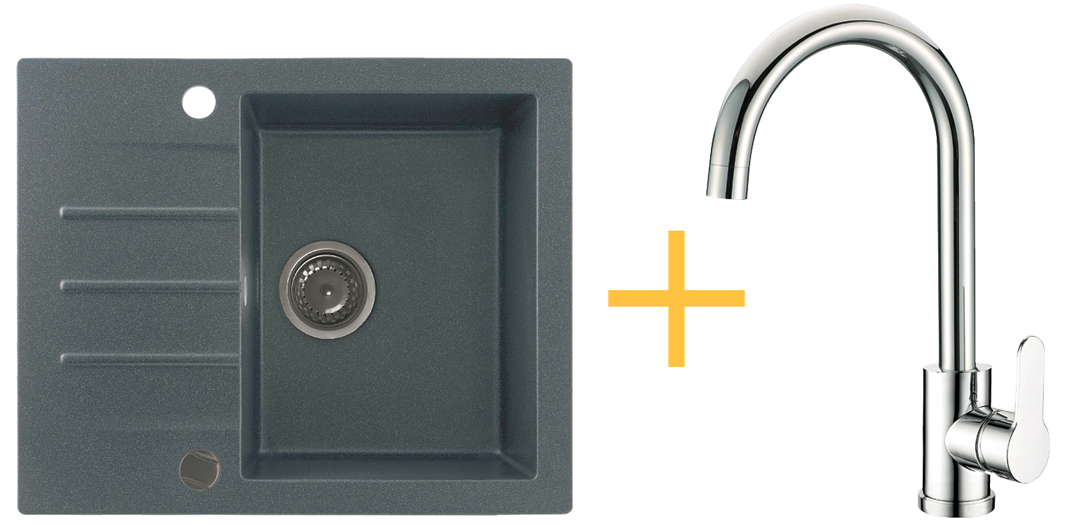 Zestaw Kernau Zlewozmywak KGS A 4560 1B1D Graphite + Bateria KWT 30 Chrome