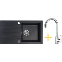 Zestaw Kernau Zlewozmywak KGS A 50 1B1D Black Metallic + Bateria KWT 30 Chrome