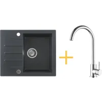 Zestaw Kernau Zlewozmywak KGS A 4560 1B1D Black Metallic + Bateria KWT 30 Chrome