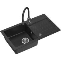 Zestaw granitowy Kernau Zlewozmywak KGS Q 5077 1B1D Deep Black + Bateria KWT 40