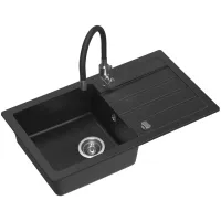 Zestaw granitowy Kernau Zlewozmywak KGS Q 5077 1B1D Deep Black + Bateria KWT 40