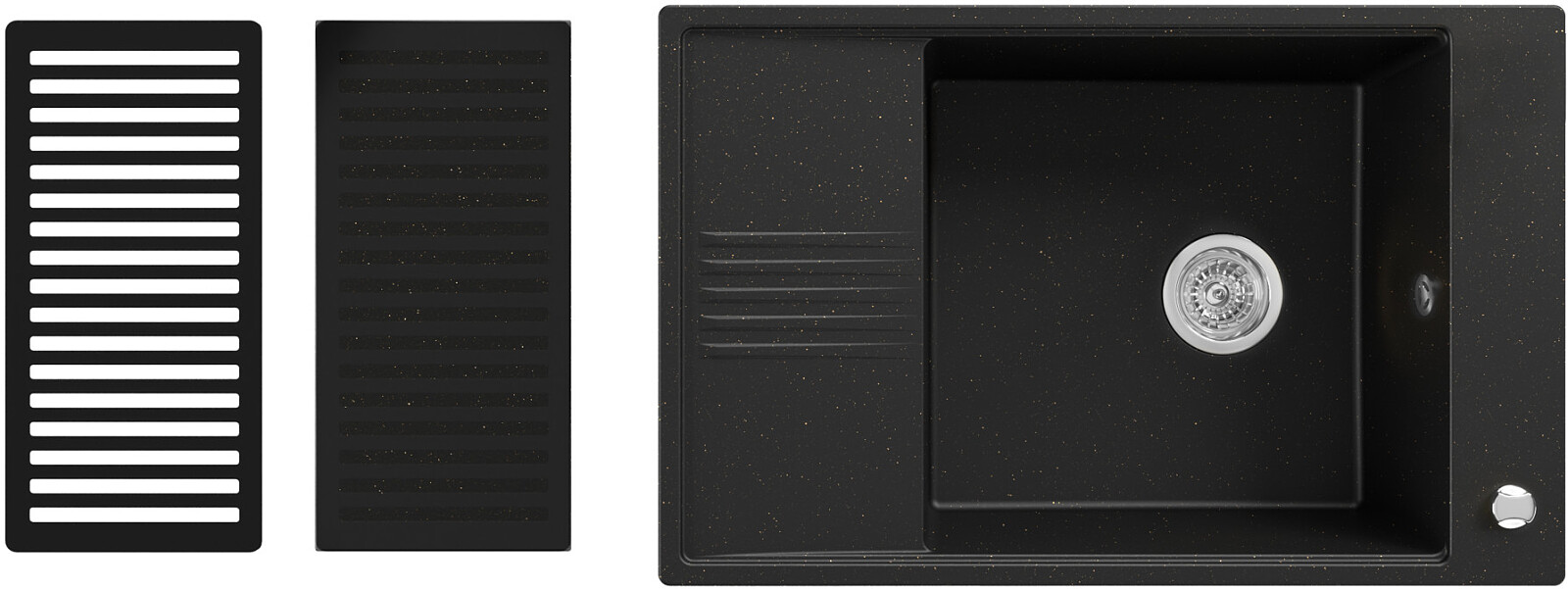 Zestaw granitowy Kernau Zlewozmywak KGS D 6078 1B1D Deep Black + Gold Metallic