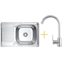 Zestaw Kernau Zlewozmywak KSS M 4566 1B1D Satin + Bateria KWT 41 Chrome