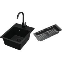 Zestaw Kernau Zlewozmywak KGS L 40 1B Deep Black + Bateria KWT 47 Deep Black + Koszyk ociekowy KPB 01 Matt Black