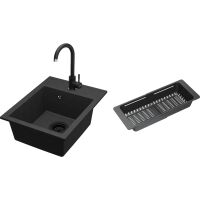 Zestaw Kernau Zlewozmywak KGS L 40 1B Graphite + Bateria KWT 47 Graphite + Koszyk ociekowy KPB 01 Matt Black