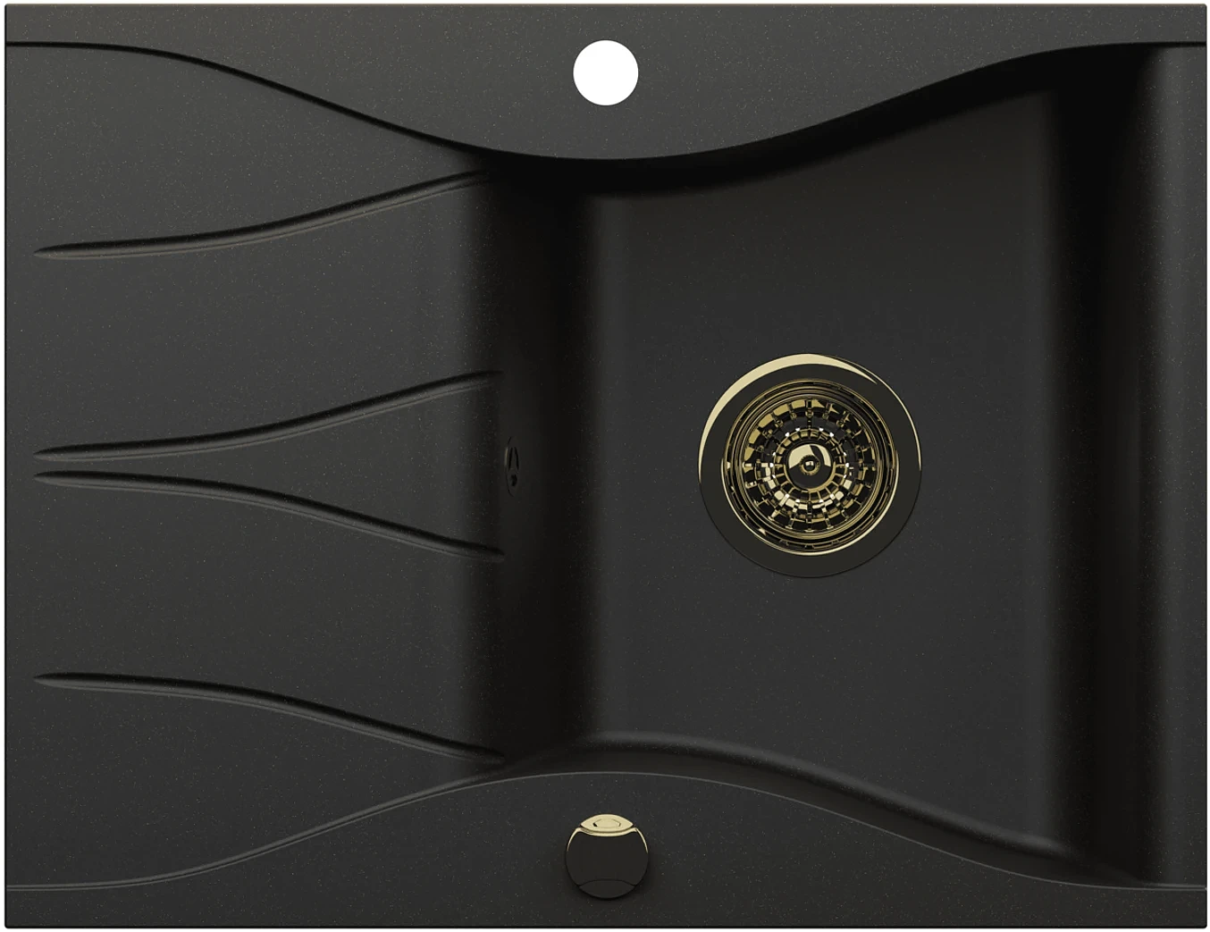 Zlewozmywak granitowy Kernau KGS O 4565 1B1D Deep Black + Gold Metallic