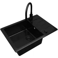 Zestaw Kernau Zlewozmywak KGS Q 5062 1B1D Deep Black + Bateria KWT 40 Elastic Matt Black