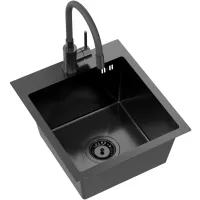 Zestaw Kernau Zlewozmywak KSSE 40 1B + Bateria KWT 40 Elastic Dark Inox