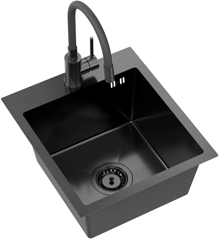 Zestaw Kernau Zlewozmywak KSSE 40 1B + Bateria KWT 40 Elastic Dark Inox