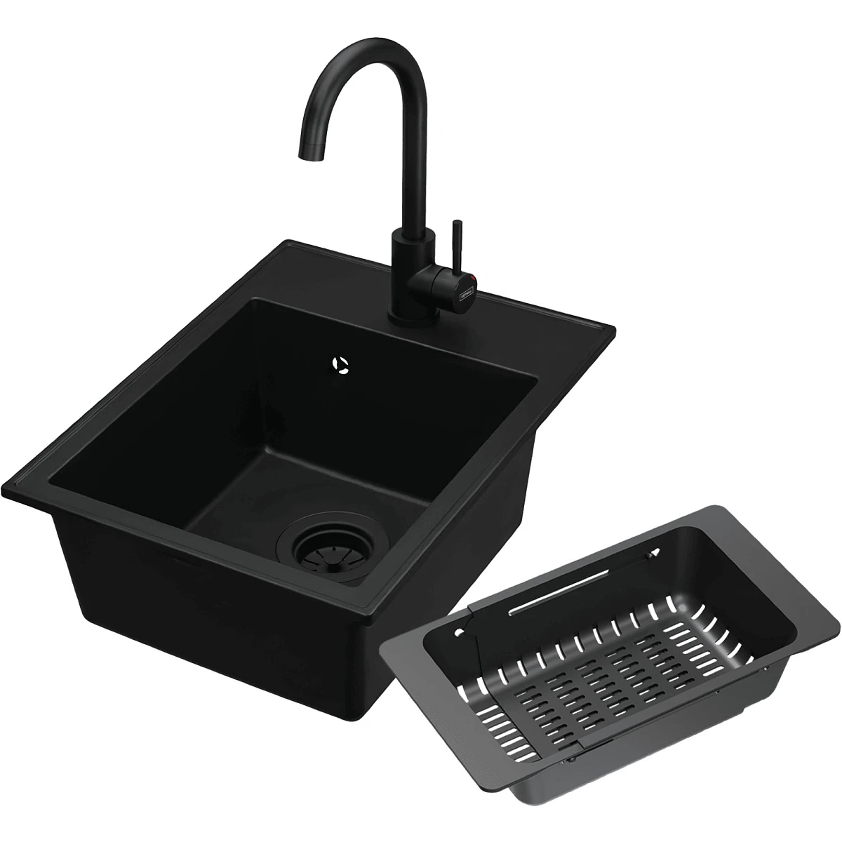 zestaw kernau zlewozmywak kgs l 40 1b deep black bateria kwt 47 deep black koszyk ociekowy kpb 01 matt black nowe glowne