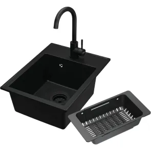 zestaw kernau zlewozmywak kgs l 40 1b deep black bateria kwt 47 deep black koszyk ociekowy kpb 01 matt black nowe glowne