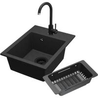 Zestaw Kernau Zlewozmywak KGS L 40 1B Graphite + Bateria KWT 47 Graphite + Koszyk ociekowy KPB 01 Matt Black