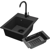 Zestaw Kernau Zlewozmywak KGS L 40 1B Graphite + Bateria KWT 47 Graphite + Koszyk ociekowy KPB 01 Matt Black